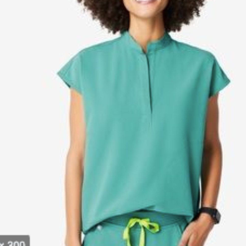 FIGS SCRUBS LIMITED RELEASE COLOR:  MARINE Rafaela- Mandarin Collar Top